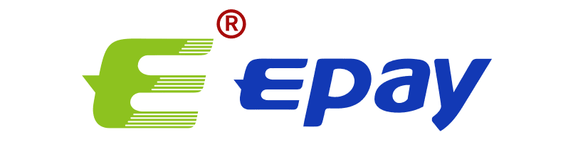 A modern and sleek ePay logo in English, representing online payment solutions, on a white background.