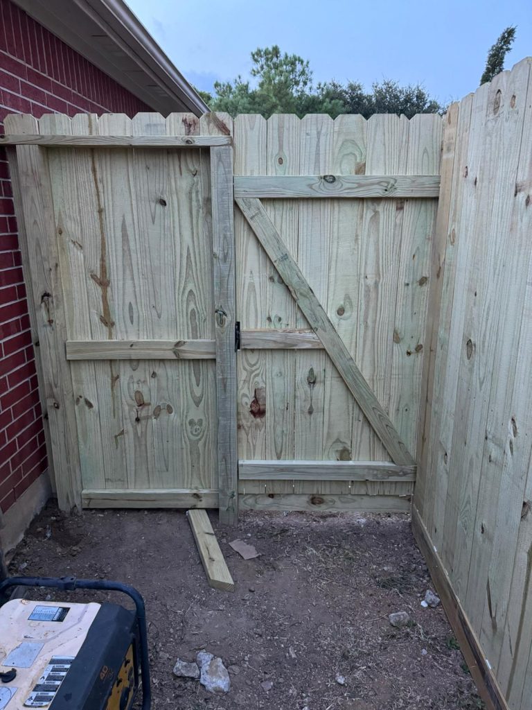A Custom 93-Foot Fence and 9.5-Foot Gate Installation for Dan Nutter in Houston, TX, - Mustang Fencing and Gates A custom 93-foot fence and 9.5-foot gate installation for Dan Nutter in Houston, TX by Mustang Fencing and Gates.