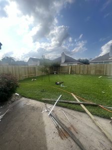 A photo of a 6-foot privacy fence installation by Gloria Hollands in Spring, Texas, showcasing the craftsmanship of Mustang Fencing and Gates.