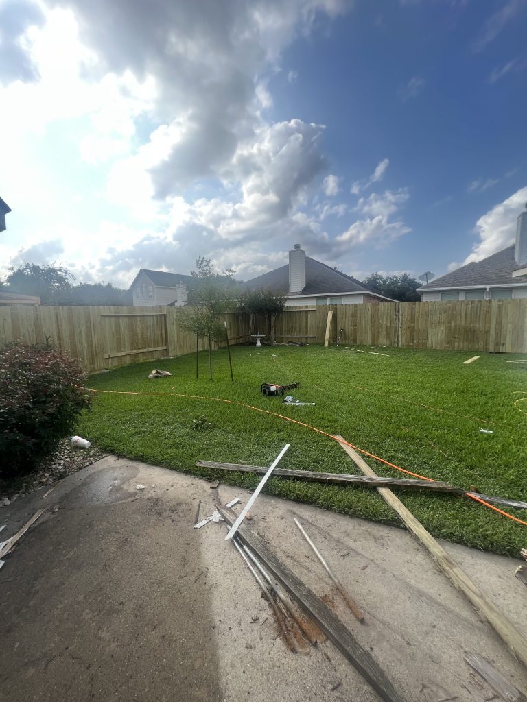 Our Experience with Gloria Holland’s 6’ Privacy Fence in Spring, Texas, - Mustang Fencing and Gates A photo of a 6-foot privacy fence installation by Gloria Hollands in Spring, Texas, showcasing the craftsmanship of Mustang Fencing and Gates.