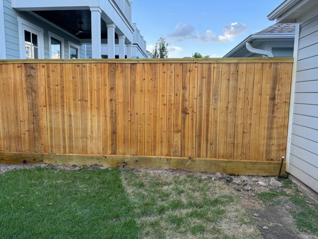 A Custom 31' Cedar Fence for Nathaniel Cameron. - Mustang Fencing and Gates A custom 31-foot cedar fence designed and installed by Mustang Fencing and Gates for Nathaniel Cameron's property.