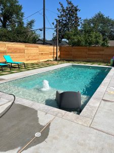 A horizontal cedar privacy fence installed by Pat Mulligan from Mustang Fencing and Gates.