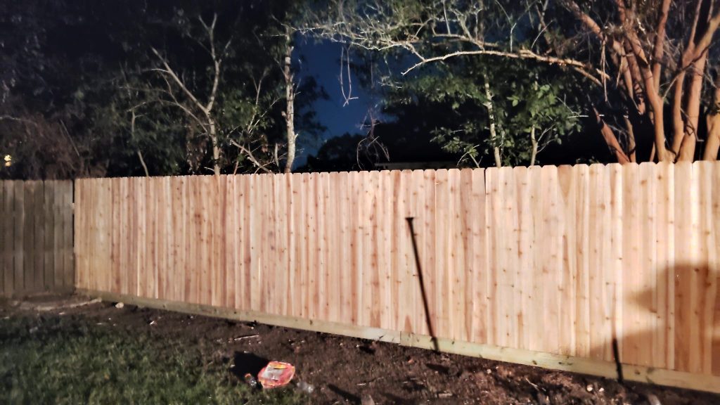 Crafting a 67-Foot Cedar Fence with Gate for Steve Den Bleyker in Houston, Texas - Mustang Fencing and Gates Crafting a 67-foot cedar fence with gate for Steve Den Bleyker in Houston, Texas by Mustang Fencing and Gates.