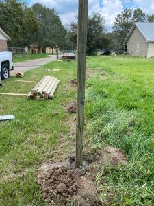 A 77 Pine Fence installation by Mustang Fencing and Gates transforms Sean Cowans' property in Rosenberg, Texas.