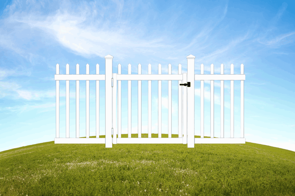4ft White Vinyl Spaced Picket Walk-In Gate - Mustang Fencing and Gates
