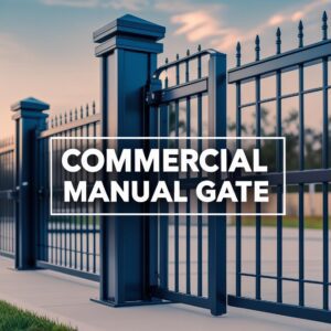 "Commercial Manual Instagram post promoting Mustang Fencing and Gates company services."