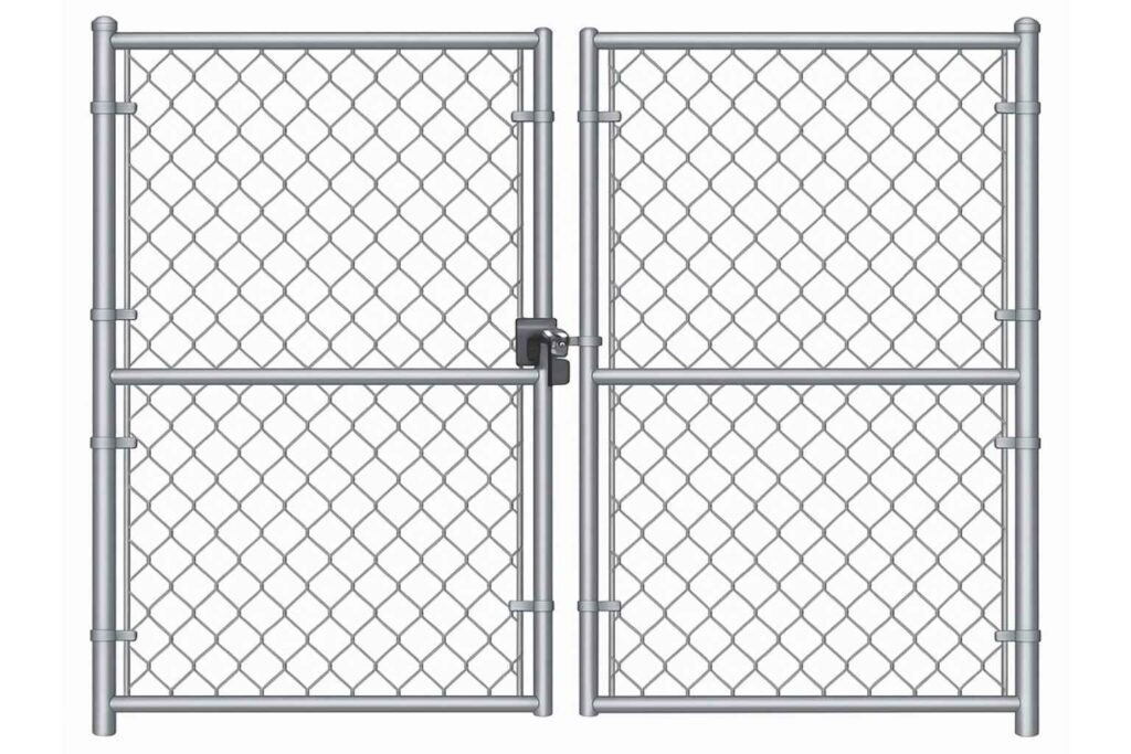 -Double Swing Residential Chainlink Gate with Galvanized Steel Frame - 6ft Wide - Mustang Fencing and Gates