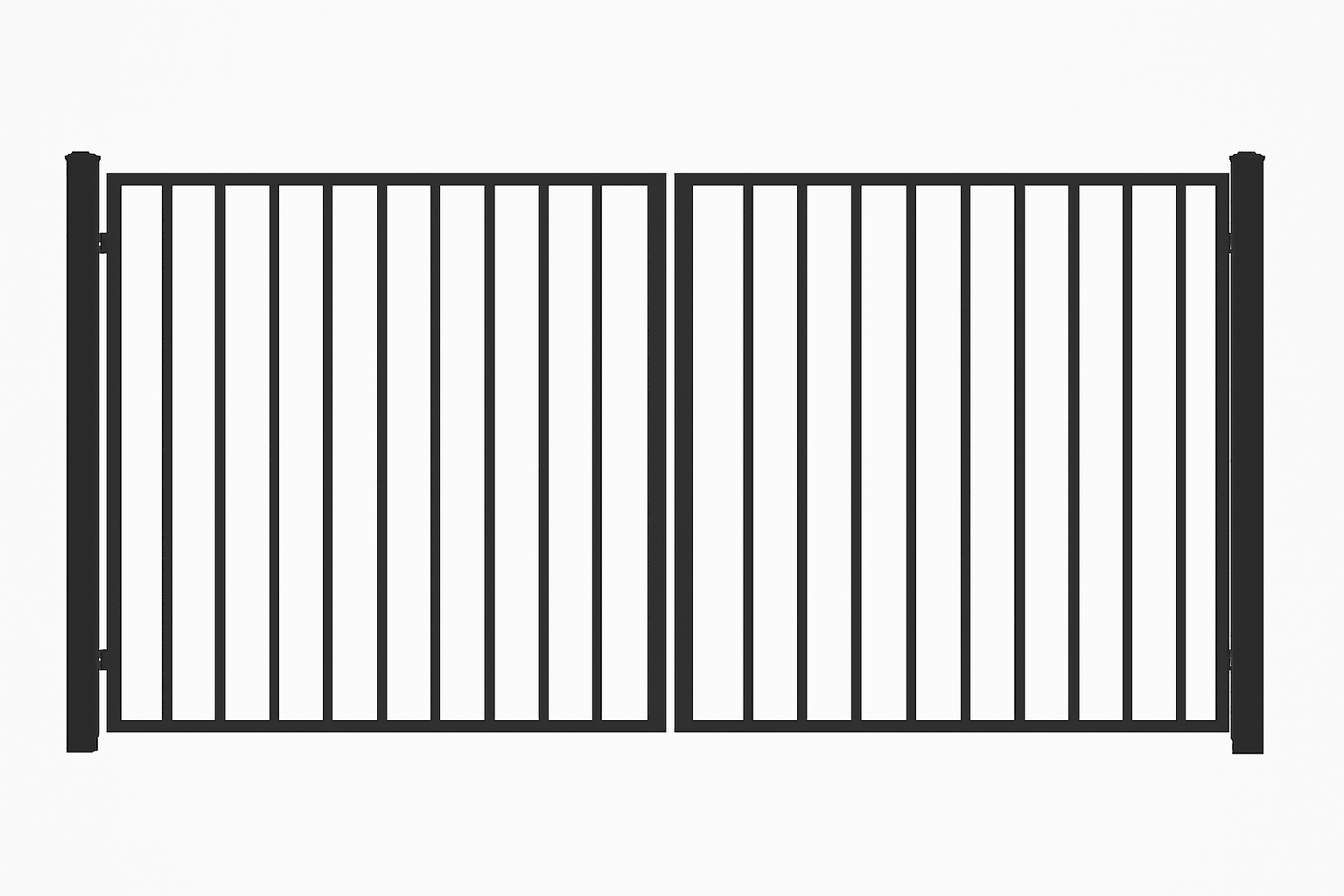 Flat‑Top Flat Bottom Dual Swing Iron Driveway Gate - Mustang Fencing and Gates