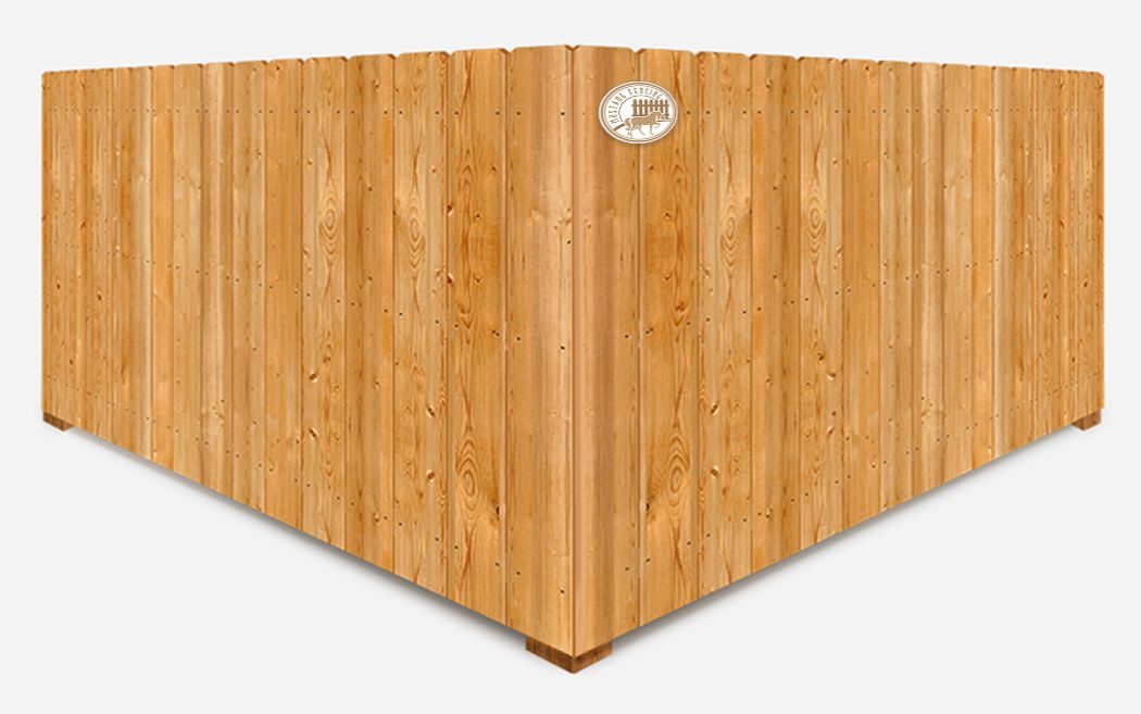 Stockade - Mustang Fencing and Gates "Wooden stockade fence showcasing the craftsmanship and durability offered by Mustang Fencing and Gates."