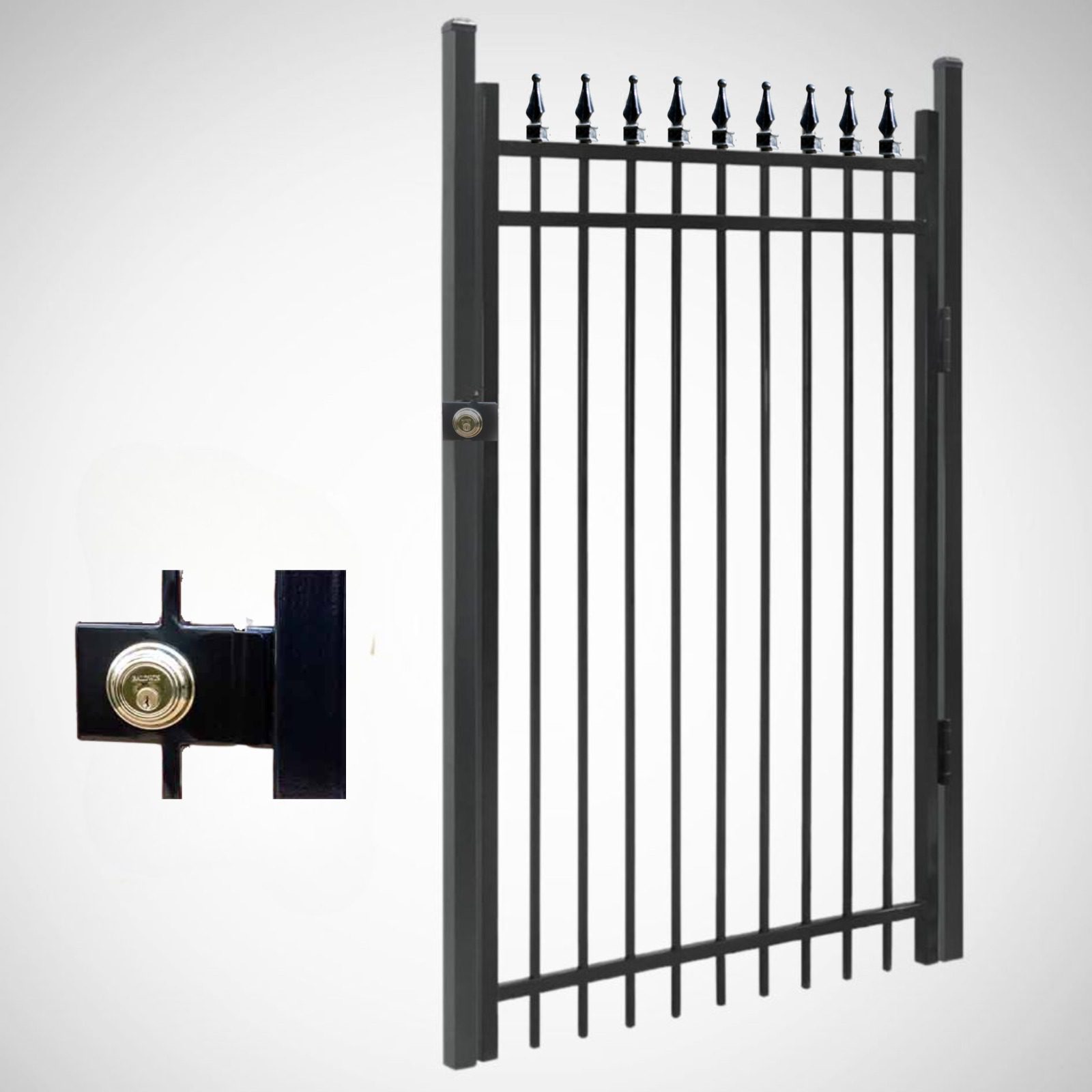 Black metal security gate in Houston, TX by Mustang Fencing and Gates