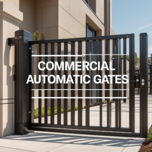 "Commercial automatic gates in Houston installed by Mustang Fencing and Gates."