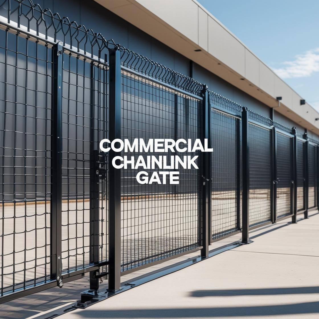 Commercial chain link gate installed in Houston, Texas by Mustang Fencing and Gates