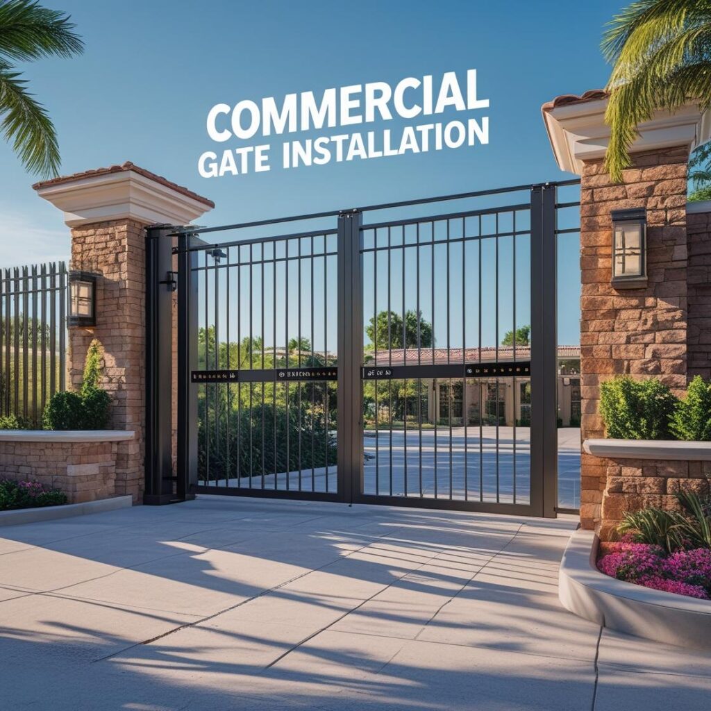 commercial gate installation houston - Mustang Fencing and Gates "Commercial gate installation in Houston by Mustang Fencing and Gates."