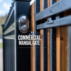 "Commercial manual gate in Houston, Texas installed by Mustang Fencing and Gates."