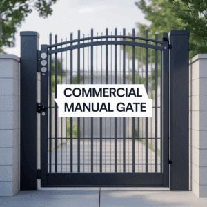 "Commercial manual gate in Houston, TX provided by Mustang Fencing and Gates."