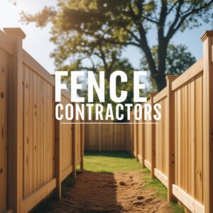 "Professional Houston wood fence contractors working on a residential fencing project, provided by Mustang Fencing and Gates."