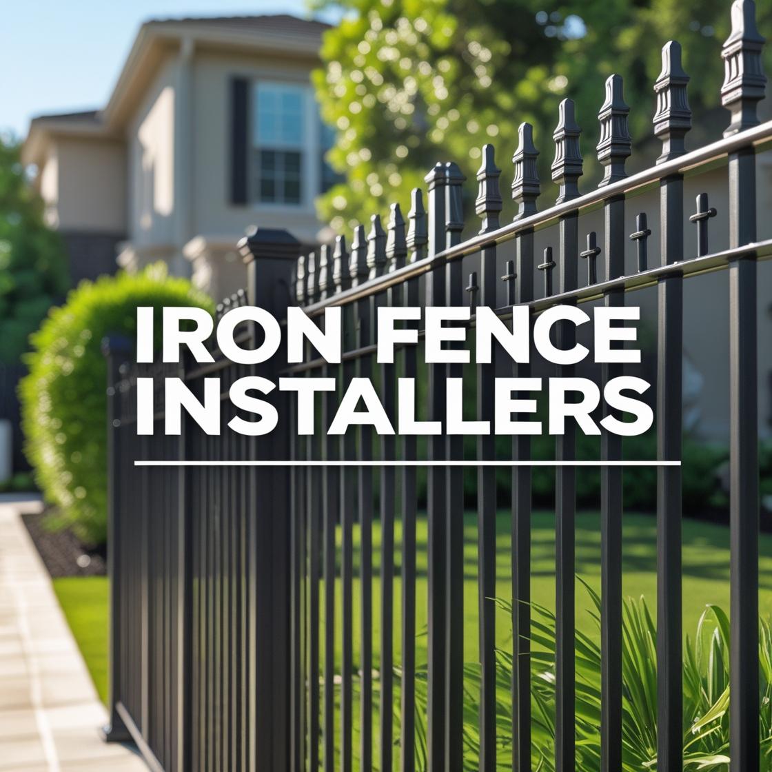 Powder-coated iron picket fence installed along a Houston front yard