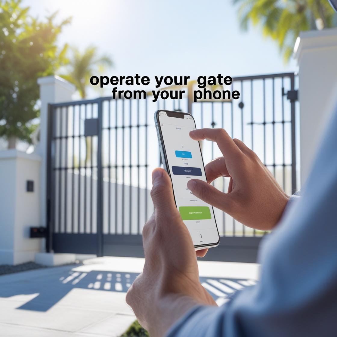 Modern steel gate access control system by Mustang Fencing and Gates