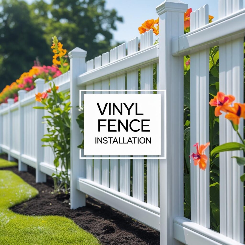 "An elegant white vinyl fence from Mustang Fencing and Gates, perfect for adding privacy and style to your property."