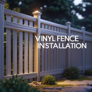 "Vinyl fence installation in Houston, Texas by Mustang Fencing and Gates."