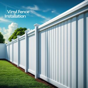 "Vinyl fence installation in Houston, TX by Mustang Fencing and Gates."