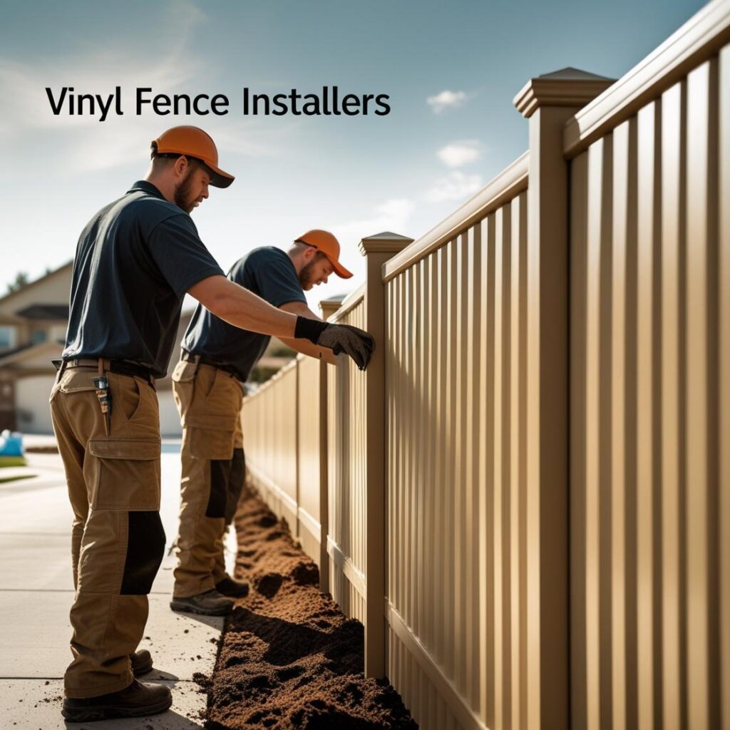 vinyl fence installers houston texas - Mustang Fencing and Gates "Professional vinyl fence installers working on a project in Houston, Texas."