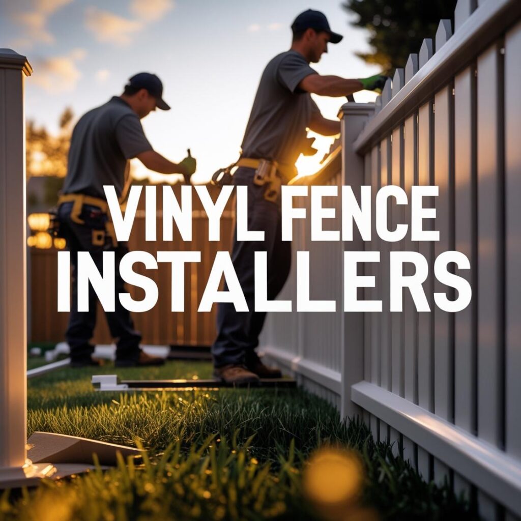 vinyl fence installers houston tx - Mustang Fencing and Gates "Professional vinyl fence installers working on a project in Houston, Texas."