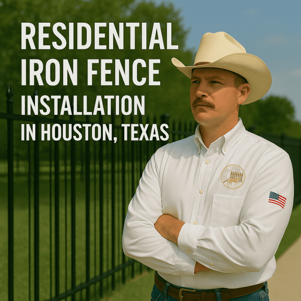 residential-iron-fence-installation-houston-fence-contractors - Mustang Fencing and Gates