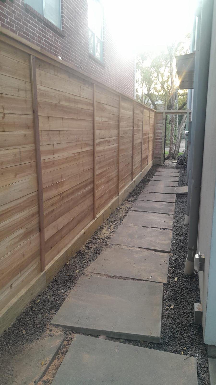 Residential cedar fence installation