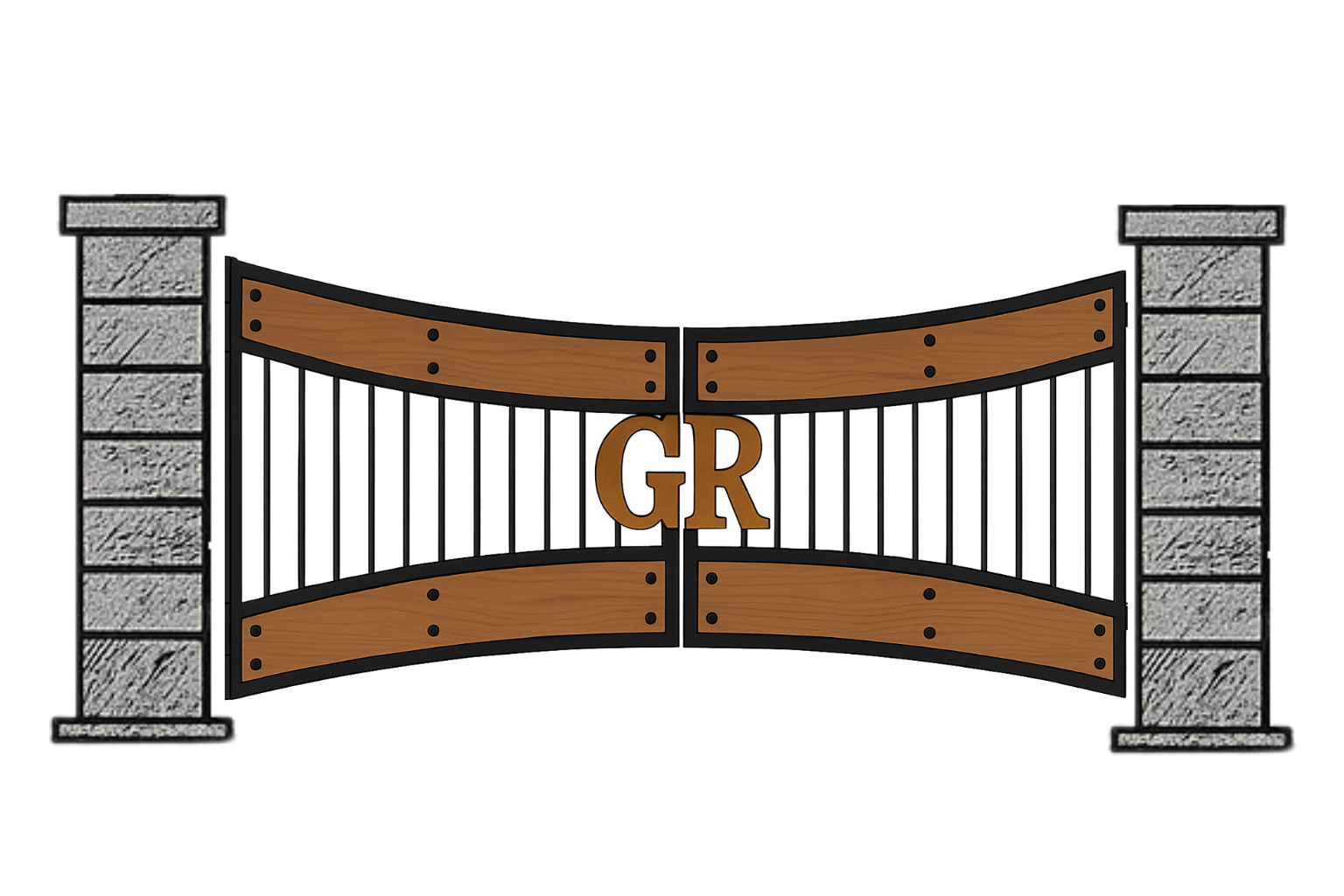 Ranch Curved Wood Iron Gate Houston TX
