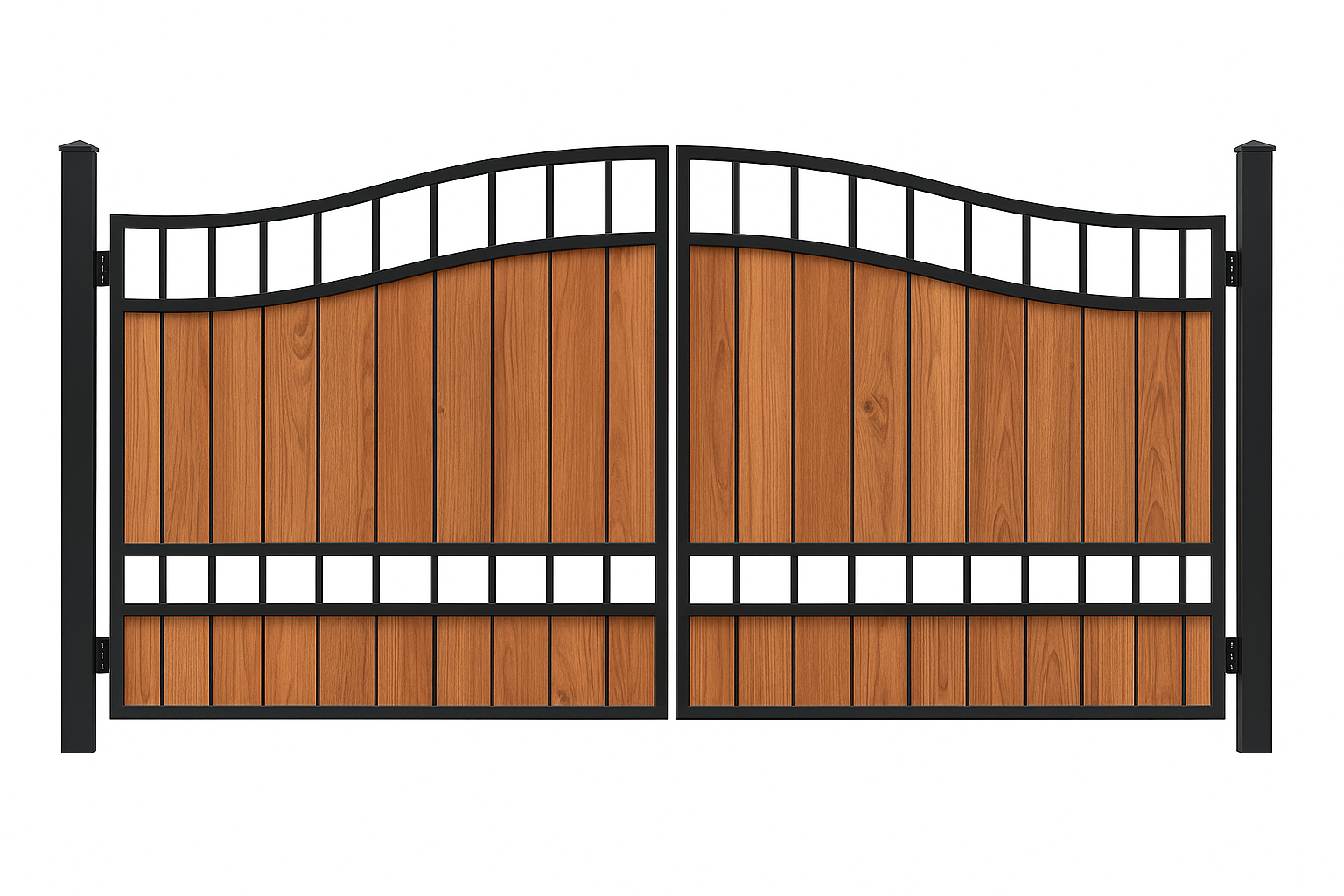 Iron Frame Wood Panel Gate Houston TX